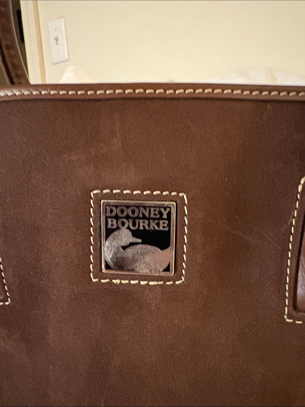 Dooney & Bourke Dark Brown Suede Shoulder Tote - Picture 2 of 7
